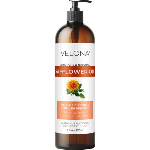 velona Safflower Oil 8 fl oz | 100% Pure and Natural Carrier Oil | Refined, Expeller Pressed | Cooking, Skin, Hair, Body & Face Moisturizing | Use Today - Enjoy Results