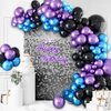 Purple and Blue Balloon Arch Kit, 105 pcs 5 10 18 Inch Birthday Balloons, Metallic Blue Purple Black Garland Kit Party DIY Balloon Arch for Birthday Party Graduation Wedding Anniversary Decoration