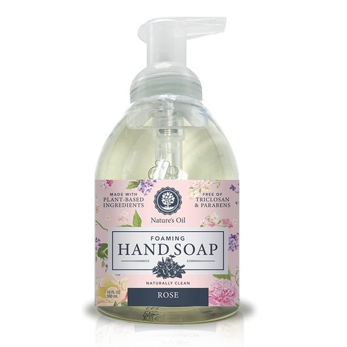 Nature's Oil Foaming Hand Soap, Rose, 10 Fluid Ounces (Single Unit)
