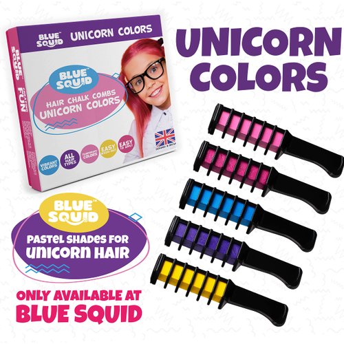 Blue Squid Hair Chalk for Girls – Hair Color Combs, Vibrant Temporary Hair Color for Kids, Washable Hair Dye, Teenage Girls Gifts Ideas, Perfect 6 7 8 9 10 11 12 Girl Gifts