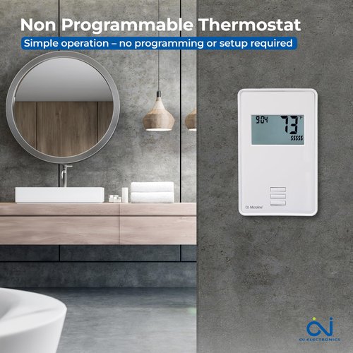 OJ Microline Thermostat with Built-in GFCI UTN4-4999. Non Programmable Thermostat for Radiant Floor Heating System, Dual Sensing and Dual Voltage 120v & 240v Capabilities. Includes Floor Sensor