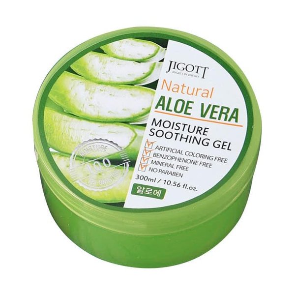 Jigott Natural Moisture Soothing Gel 300ml/10.56 fl.oz - Artificial Coloring Fee, Benzophenone Free, Mineral Free, No Paraben (Aloe Vera)