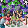 Heidaman 150Pcs Monster Truck Birthday Decorations，Monster Truck Party decorations，Monster Truck Birthday Party Supplies，Include Balloon arch,Backdrop, Cake Toppers，Tableware, Tablecloth
