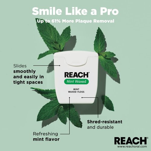 Reach Dental Floss, Waxed, Mint, 200 Yard (Pack of 4)