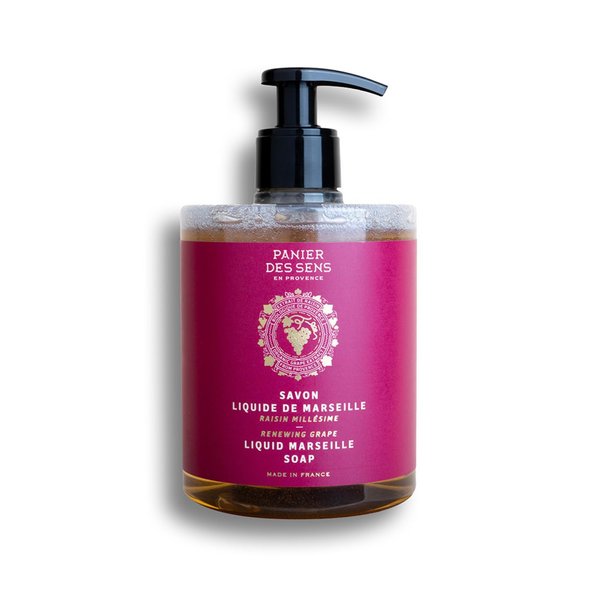Panier des Sens - Marseille Liquid Hand Soap - Grape Hand Wash - Moisturizing Soap with Coconut Oil - Bathroom & Kitchen Refillable Soap - 97% Natural Ingredients Made in France - 16.9 Fl.oz