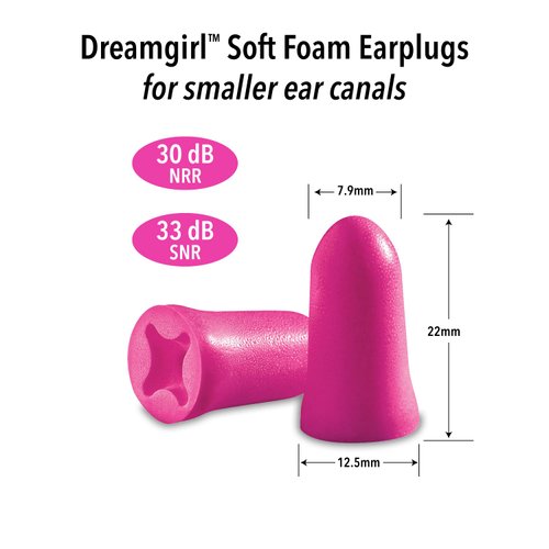 Mack's Dreamgirl Soft Foam Earplugs, 30 Pair, Pink - Small Ear Plugs for Sleeping, Snoring, Studying, Loud Events, Traveling & Concerts