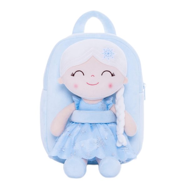 Gloveleya Toddler Backpack for Girls Kids Backpacks Soft Girl Toys Plush Baby Girl Gifts with Plush Princess Isa Doll Blue 9"