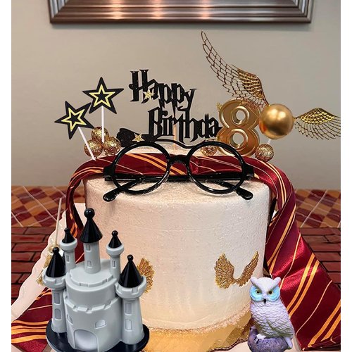 GallaRato 16 PCS Wizard Party Supplies Wizard Birthday Cake Decoration Wizard Birthday Party Favors Wizard Cake Topper Castle Cake Topper
