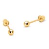 14k Yellow Gold 2mm Plain Hollow Gold Ball Children Screw back Baby Girls Stud Earrings