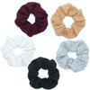 Scrunchies Hair Ties Soft Knitted Hair Bands Hair Scrunchie Holder Ponytail Scrunchy Hair Elastic for Women Ladies Cotton Scrunchy Medium Hair Accessories Black/White/Grey/Beige/Red (Soft Knitted
