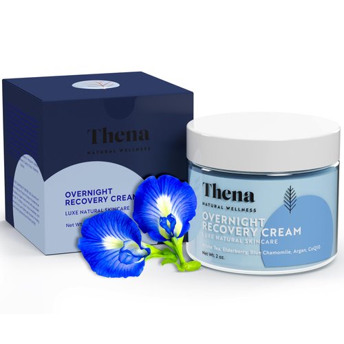 THENA Overnight Recovery Cream Anti Aging Wrinkle Face Cream Natural & Organic Skin Care With Regenerating Collagen Night Face Moisturizer For Women & Men