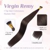 KiiKiiGirl Virgin Remy I Tip Hair Extensions - Human Hair #2 Dark Brown Real Itip Human Hair Extensions 18Inch Natural Black to Silver I Tips Human Hair Extensions Invisible 50G/Pack