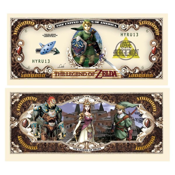 American Art Classics Pack of 5 - Legend of Zelda Limited Edition Collectible Novelty Million Dollar Bill - Best Gift for Zelda Fans Link, Twilight Princess
