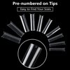 INENK Flattened No C Curve XXL Square Nail Tips, Clear Half Cover Tapered Square Straight Nail Tips Flat for Acrylic Nails Salons and DIY with a Box(10 Sizes 500PCS)