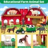 Farm Animals Toys for 1 2 3 4 5 Year Old Toddlers Girls Boys, Big Red Barn Farm with Figures Animals and Tractor Toys for Kids, Farm Playset Educational Learning Toys, Ideal Christmas Birthday Gifts