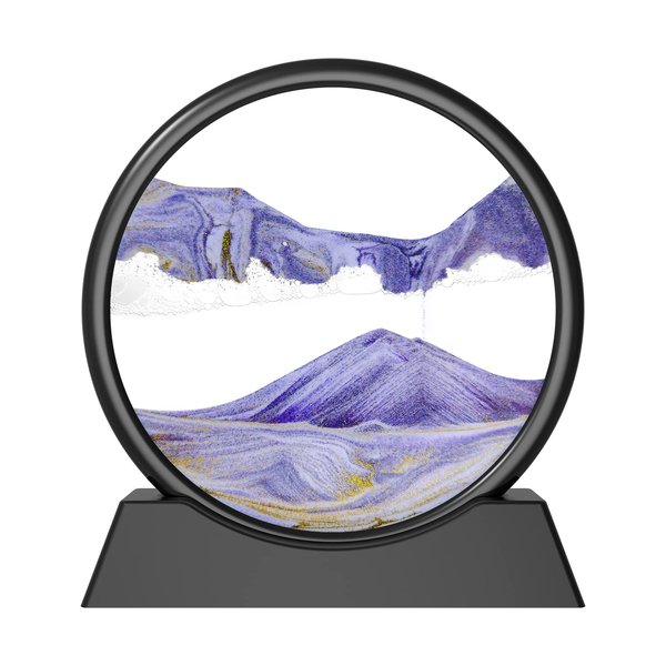 Fitifun Moving Sand Art, Sand Art Liquid Motion Moving Sand Art Picture Sandscapes in Motion 3D Sand Painting for Home Decor and Office (Purple, 7IN)