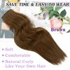 NAYOO 4PCS Clip in Hair Extensions Long Wavy Curly Synthetic Thick Hairpieces Medium Brown for Women with Fiber Double Weft Hair Full Head（16 Inch, Medium Brown）