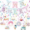 25 Pcs Two Sweet Donut Birthday Party Decorations Include Two Sweet Banner 24 Ice Cream and Donut Party Hanging Streamers 2nd Birthday Decorations for Girl Ice Cream Donut Decor