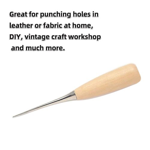 WUTA Leather Craft Awl Tools Leather Hole Punch Tool Sewing Punching Hole Maker Stitching Over Stitch Wood Handle 3 Packs