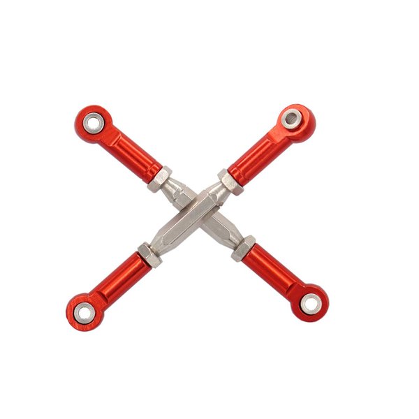 2PCS Treehobby RC Front Rear Metal Adjustable Steering Linkage Servo Link 80-100mm Pull Rod Compatible with traxxas Slash 4x4 5807 Stampede HQ727 1/10 RC Car Upgraded Parts,Red