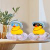 MuMyer Yellow Duck Car Ornaments Rubber Duck Car Dashboard Decorations with Love Glasses Mini Swim Ring Sun Hat Necklace for Car Dashboard Decoration(D3)