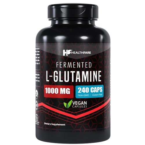 Healthfare L-Glutamine 1000mg | 240 Capsules | Amino Acid Fuel for Gut & Muscle Health | Non-GMO | Gluten-Free | Support for Recovery & Wellness | Made in The USA