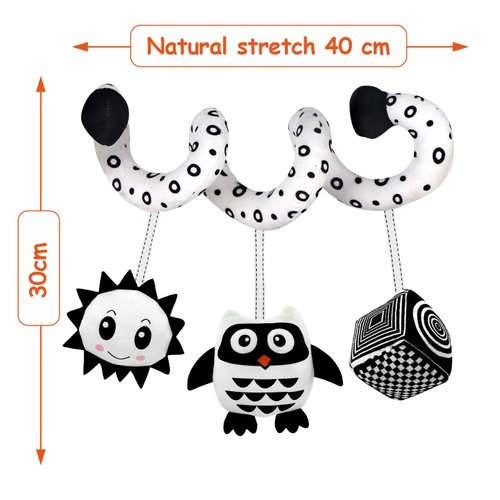 Baby Spiral Hanging Stroller and Car Seat Toys for Babies 0-6 Months Newborn Plush Activity Toys for Bed Bassinet Crib Baby Carrier Gifts (owl)