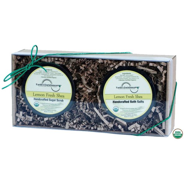 Sugar Body Scrub - Moisturizing and Hydrating | Bath Salts - Relaxing and Pure Sea Salts (USDA Organic) Lemongrass and Shea Butter Spa Gift Set