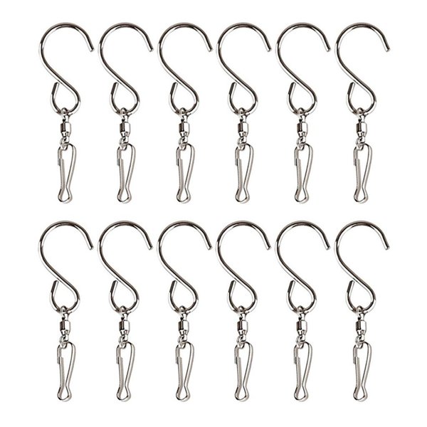 Kinteshun Swivel Hooks Clips,Stainless Steel Rotatable Hangers for Wind Spinners Wind Chimes Crystal Twisters and Party Supplies(12pcs,Silver Tone)