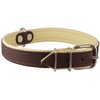 Real Leather Soft Leather Padded Dog Collar (18"-21" Neck; 1" Wide, Brown/Beige)
