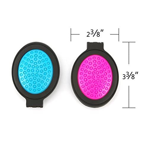 NuAngela Mini Hairbrush, Folding Hair Brush With Mirror Set, Compact Pocket Size, Travel Pop Up Hair Comb, Easy Keep in Purse, Gym Car Bag (Blue Pink)