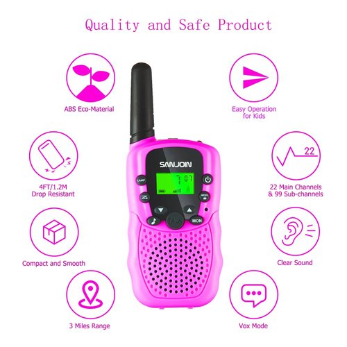 Walkie Talkies for Kids Toys for Boys Girls 4-6, 3 Miles Range Walkie Talkie to Camping, Outdoor 4 Year Old Girl Birthday Gifts for 3 4 5 6 7 Year Old Boy Girl Gifts Age 6-8 (Blue-Purple)