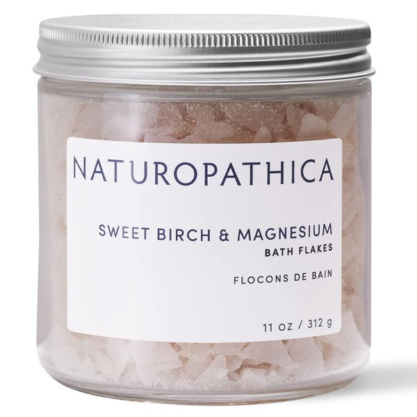 Naturopathica Sweet Birch and Magnesium Bath Flakes, Soothing Daily Bath Soak for Sore Muscles, 11 oz