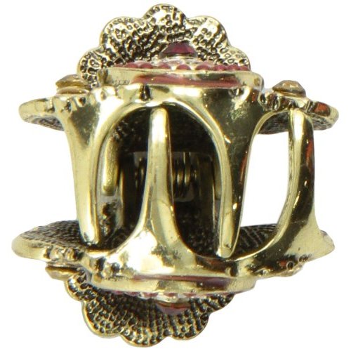 Caravan Small And Dainty Hair Claw Burgundy And Bronze Toppled With Rhinestone In Center