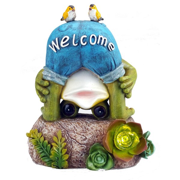 Bo Toys Solar Powered Frog with 2 Birds Outdoor LED Garden Light Decor