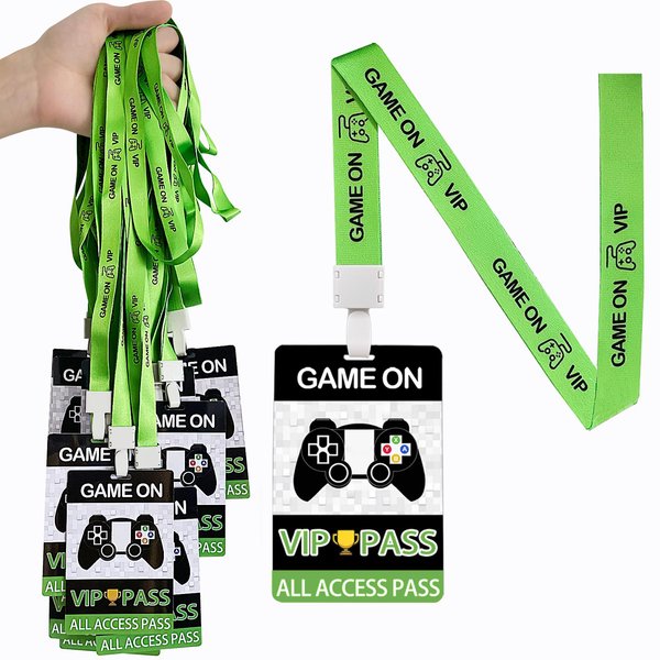 10 PCS VIP Game Video Party VIP Cards PVC, Game On Party Favors, Game VIP Pass, Game VIP Pass Lnyards to Birthday Party Supplies, Game Birthday Party Organizer