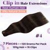 LaaVoo Hair Extensions Clip ins Real Human Hair Brown Clip on Hair Extensions Human Hair Brown Clip in Hair Extensions Real Human Hair for Women Silky Straight 18 Inch #4 7Pcs 120G