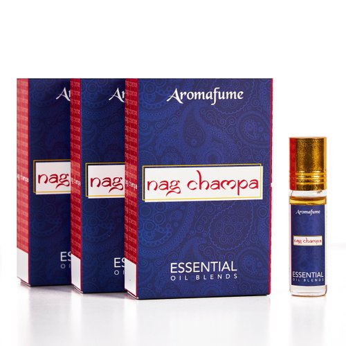 Aromafume Nag Champa Essential Oil Roll-On Blend 3 x 6ml / 3 x 0.2 Fl Oz | Made with Sandalwood, Jasmine, Ylang Ylang & Champa flower extracts | Ideal for meditation & rituals | Pure Oil