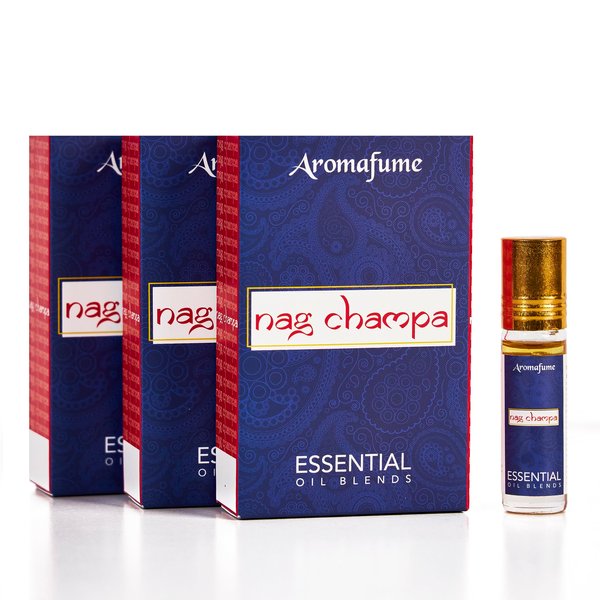 Aromafume Nag Champa Essential Oil Roll-On Blend 3 x 6ml / 3 x 0.2 Fl Oz | Made with Sandalwood, Jasmine, Ylang Ylang & Champa flower extracts | Ideal for meditation & rituals | Pure Oil