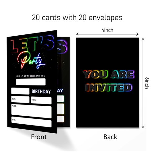 Let’s Celebrate Birthday, Birthday Invitations, Shining Around, Birthday Invitation Cards, Birthday Party Invitations, Party Supplies Decorations for Birthday (107)