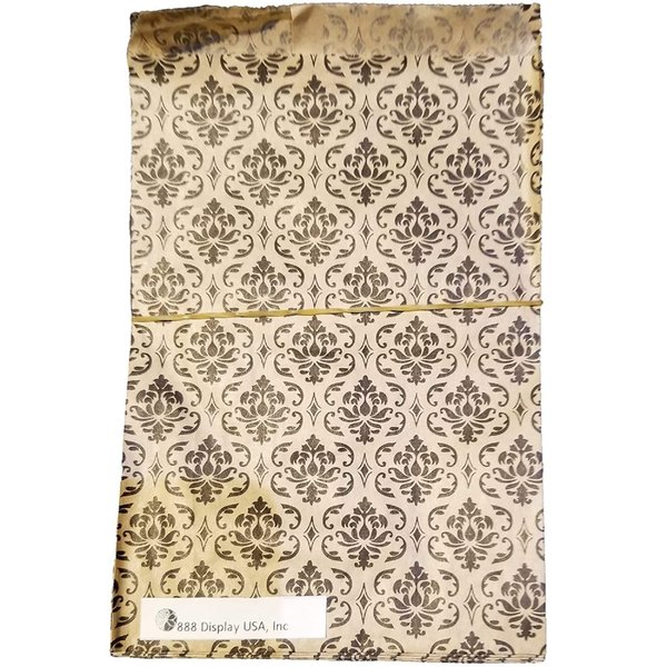 888 Display USA, Inc 200 pcs Damask Paper Gift Bags Shopping Sales Tote Bags 6" x 9" Brown with Black Damask Design