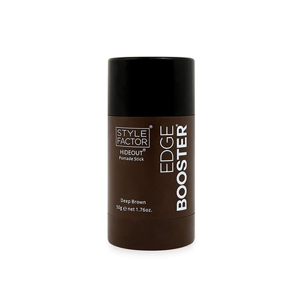 Style Factor Edge Booster Hideout Pomade Color Stick 1.76oz - For thicker looking edges, covers up gray hair (Deep Brown)