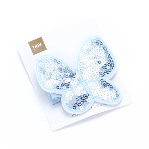 Girls Sequin Butterfly Shape Hair Clip - Blue