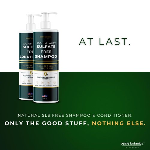 Sodium Lauryl Sulfate Free Shampoo and Conditioner Set Sulfate Free Shampoo and Conditioner For Color Treated Hair ALL NATURAL Women & Men Shampoo and Conditioner SLS Paraben and Sulfate Free Shampoo