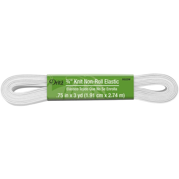 Dritz 9522W Non-Roll Knit Elastic, 3/4-Inch x 3-Yard, White