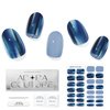 Adora Couture Semi Cured Gel Nail Strips |30pcs Blue Glossy with Glitter & Reverse French Reserve Gel Nail Sticker Nail Wraps for Women | Gel Stickers for Nails UV Light Required (England Royal)