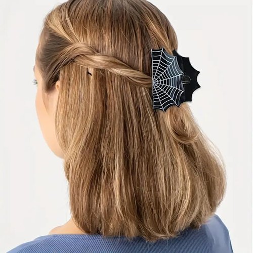 Halloween Hair Claw Clips Hair Claw for Women 1Pcs Black Web Hair Claw Clips for Thick Hair Black Hair Clips Hair Clips Resin Hair Clips Black Cute Web Halloween Clips Cute Hair Clips Accessories
