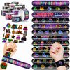 Cherisnowy 48 PCS Neon Party Favors 24PCS Tattoos Stickers 24PCS Slap Bracelets Wristbands Perfect for Neon Themed Birthday Baby Showers or Classroom Rewards Ideal Decor and Gifts for Girls and Boys