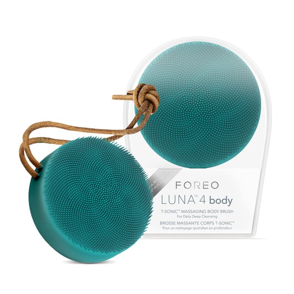 FOREO Luna 4 Body Brush - Exfoliating Body Scrubber  - Premium Lymphatic Drainage Skincare Tool - IP68 Waterproof - Strawberry Legs Treatment (Evergreen)