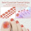 WOKOTO Semi Cured Gel Nail Strips For Toenails, 16 Size 32 Tips Gradient Design Toe Nail Polish Strips With Nail File & Wooden Stick, Works With Lamps, Salon-Quality, Long Lasting, Easy To Use